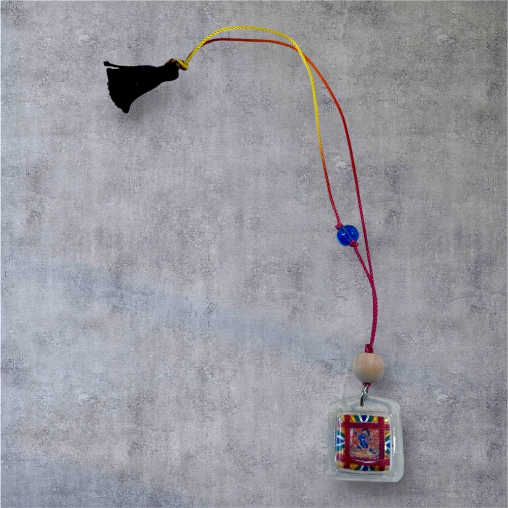 Colorful Rearview Mirror Car Charm with Buddha Pendant, Evil Eye Bead and Tassel